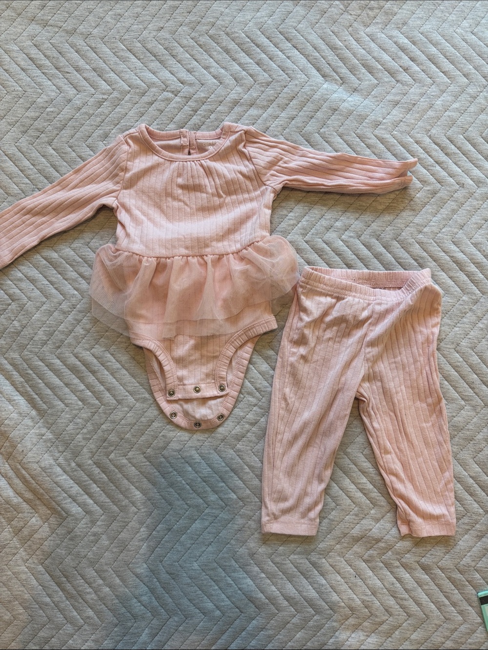 Carter's Pink Ribbed Tutu Bodysuit & Legging Set